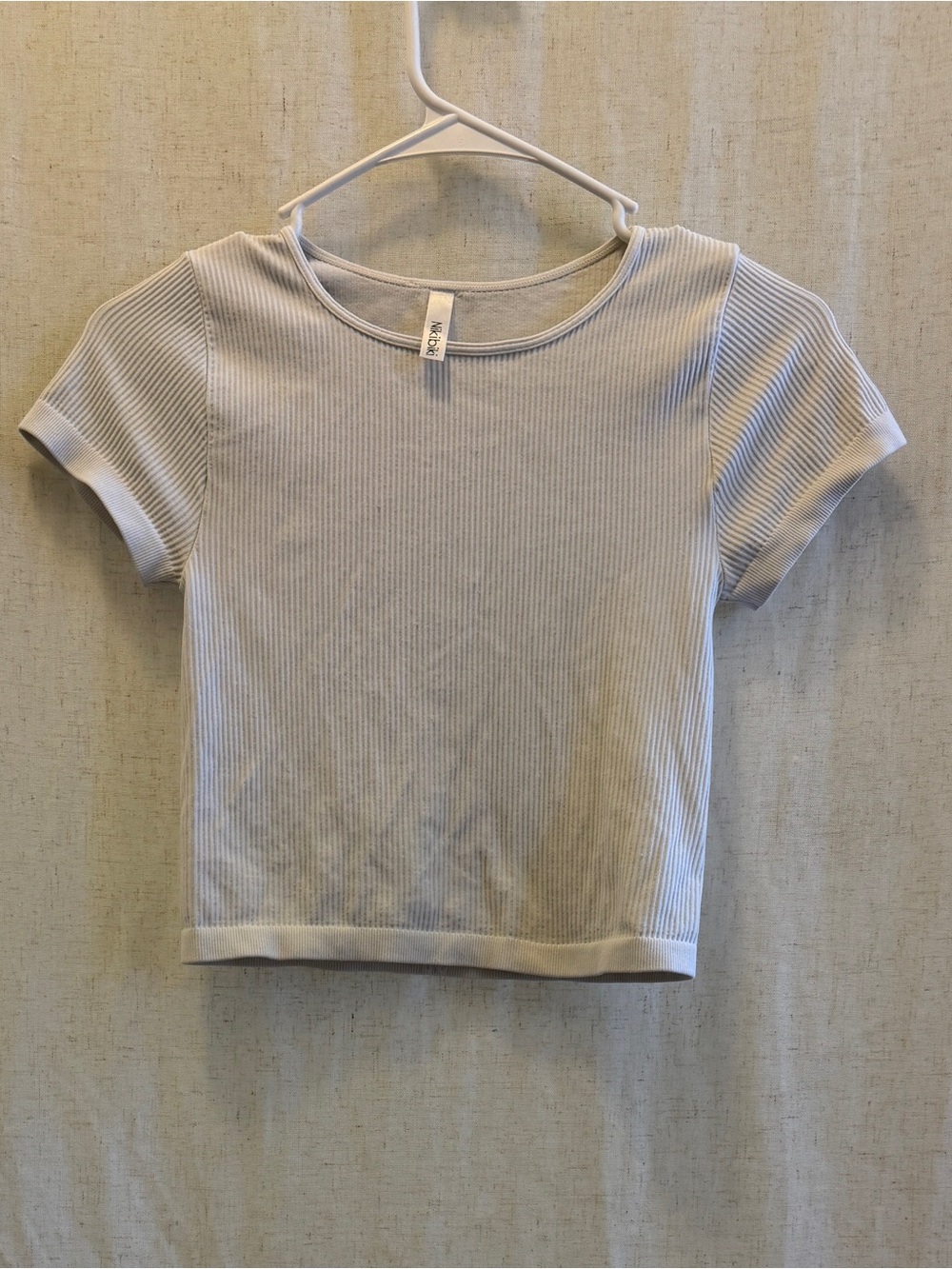 Nikibiki Light Gray Ribbed Short Sleeve Crop Top